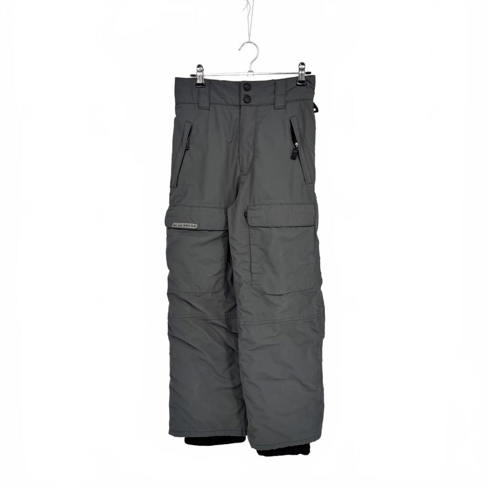Black Bear Snow Pants Youth Medium Gray Nylon Insulated Ski Cargo Winter Snow